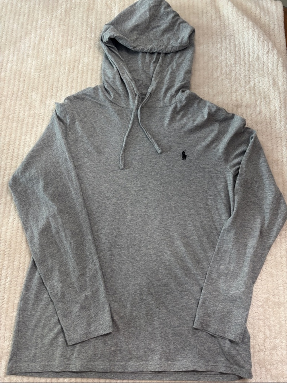 Ralph Lauren Heather Gray Hooded Long Sleeve with Black Pony